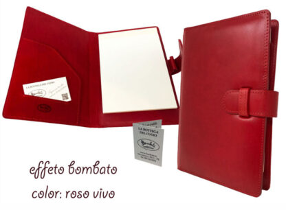 porta ricettario in cuoio rosso