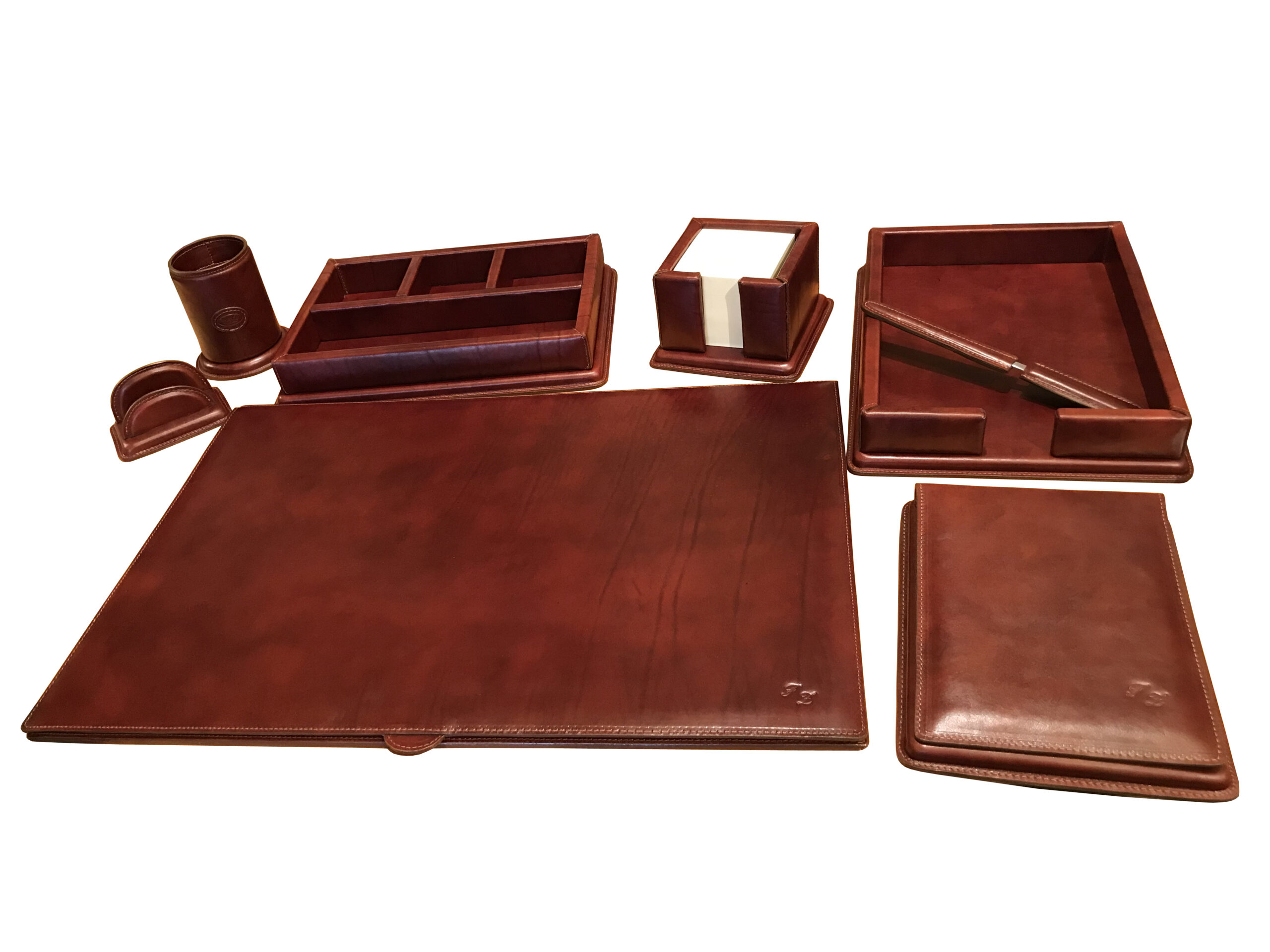 Set scrivania in cuoio linea Classic con sottomano raddoppiato - Bambulè  - la bottega del cuoio