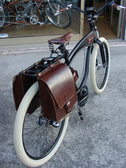 borsa laterale per bici in cuoio