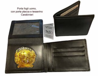 porta fogli uomo nero con porta placca e tesserino Carabinieri