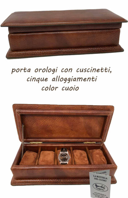 cofanetto in cuoio porta orologi , con cuscinetti