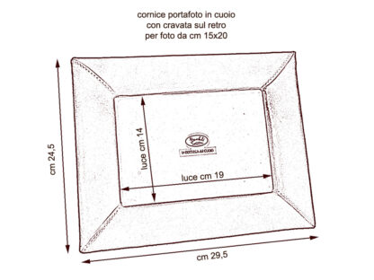 misure cornice porta ritratto in cuoio , con cravatta