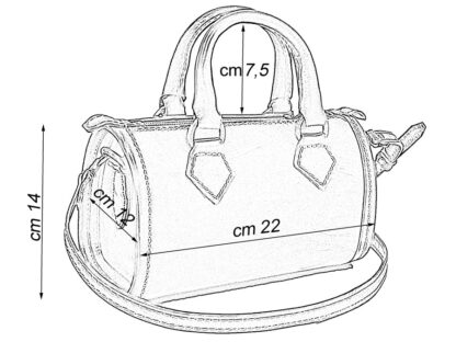 misure mini BAULETTO IN CUOIO CON DOPPI MANICI E TRACOLLA STACCABILE