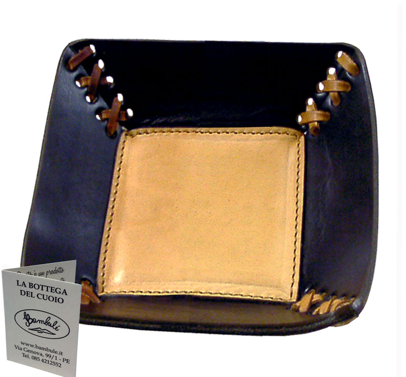 svuota tasche bicolore con angoli cuciti a laccio