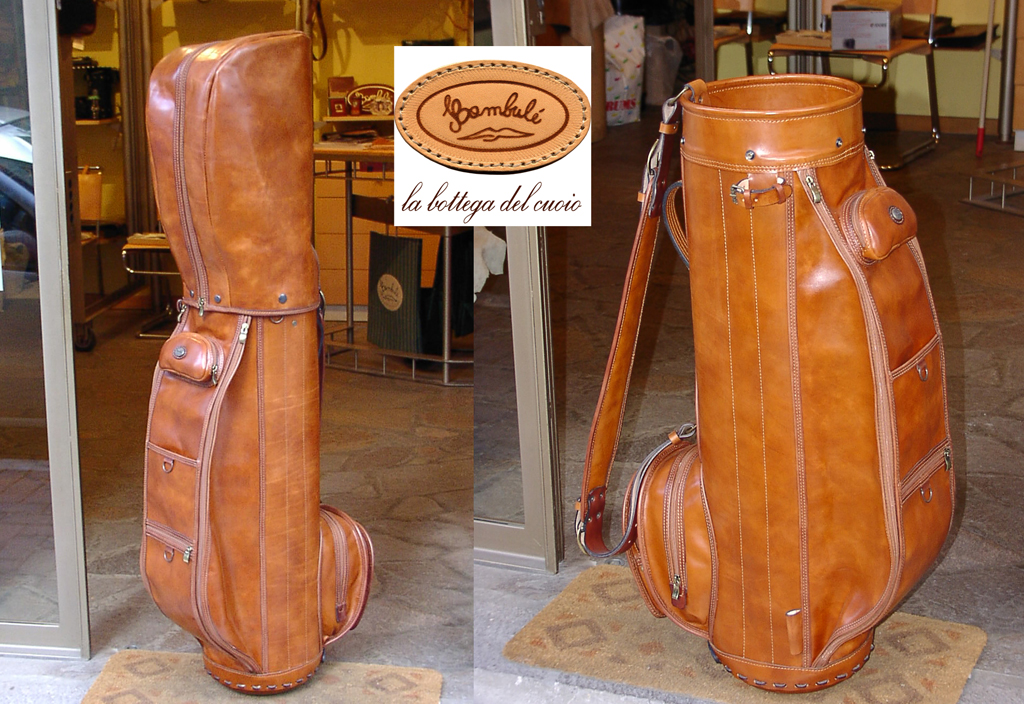 sacche da golf in cuoio con coprisacca